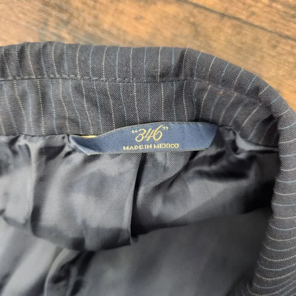 Brooks Brothers‎ 346 Jacket Dark Blue w/ Blue & Gray Pinstripe Blazer Wool 46L